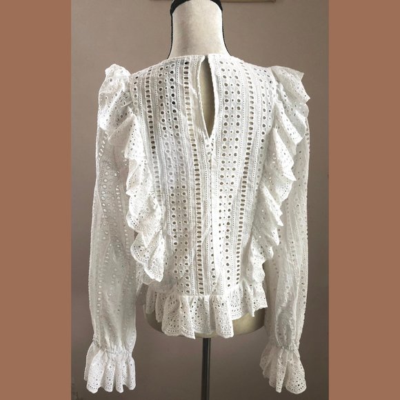 NWT English Factory eyelet lace ruffled statement sleeve blouse - Picture 5 of 7